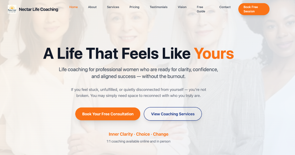 Nectar Life Coaching client project preview screenshot