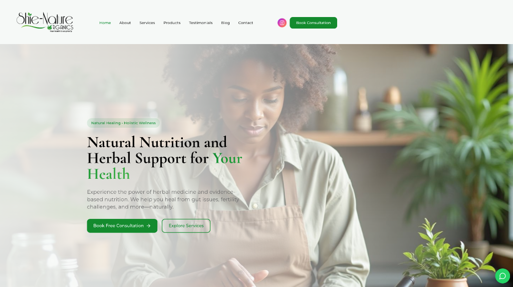 Shie-Nature Organics client project preview screenshot